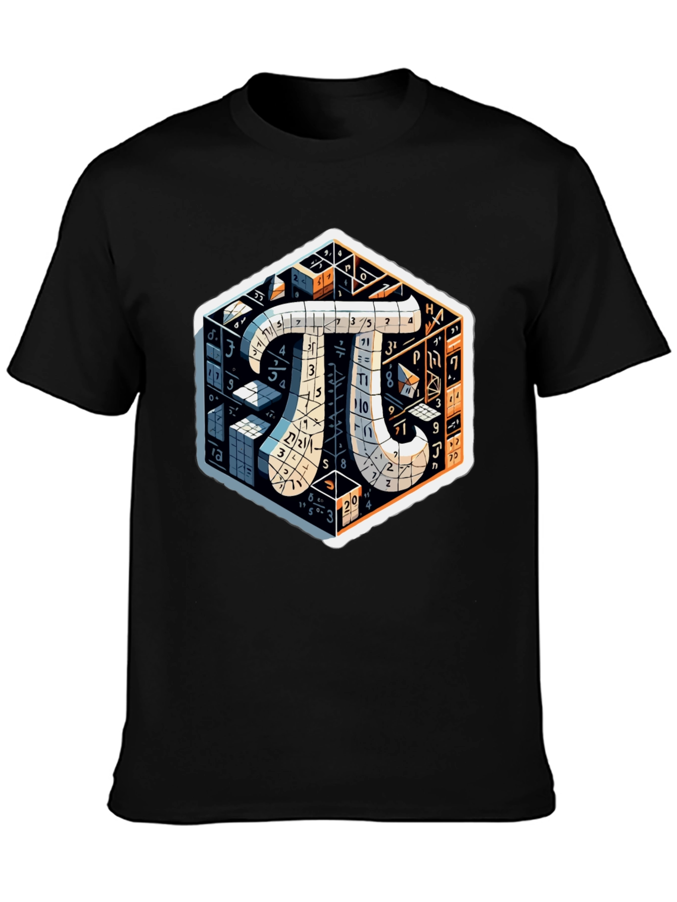 Camiseta Negra con Diseño Matemático Pi