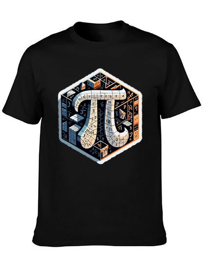 Camiseta Negra con Diseño Matemático Pi