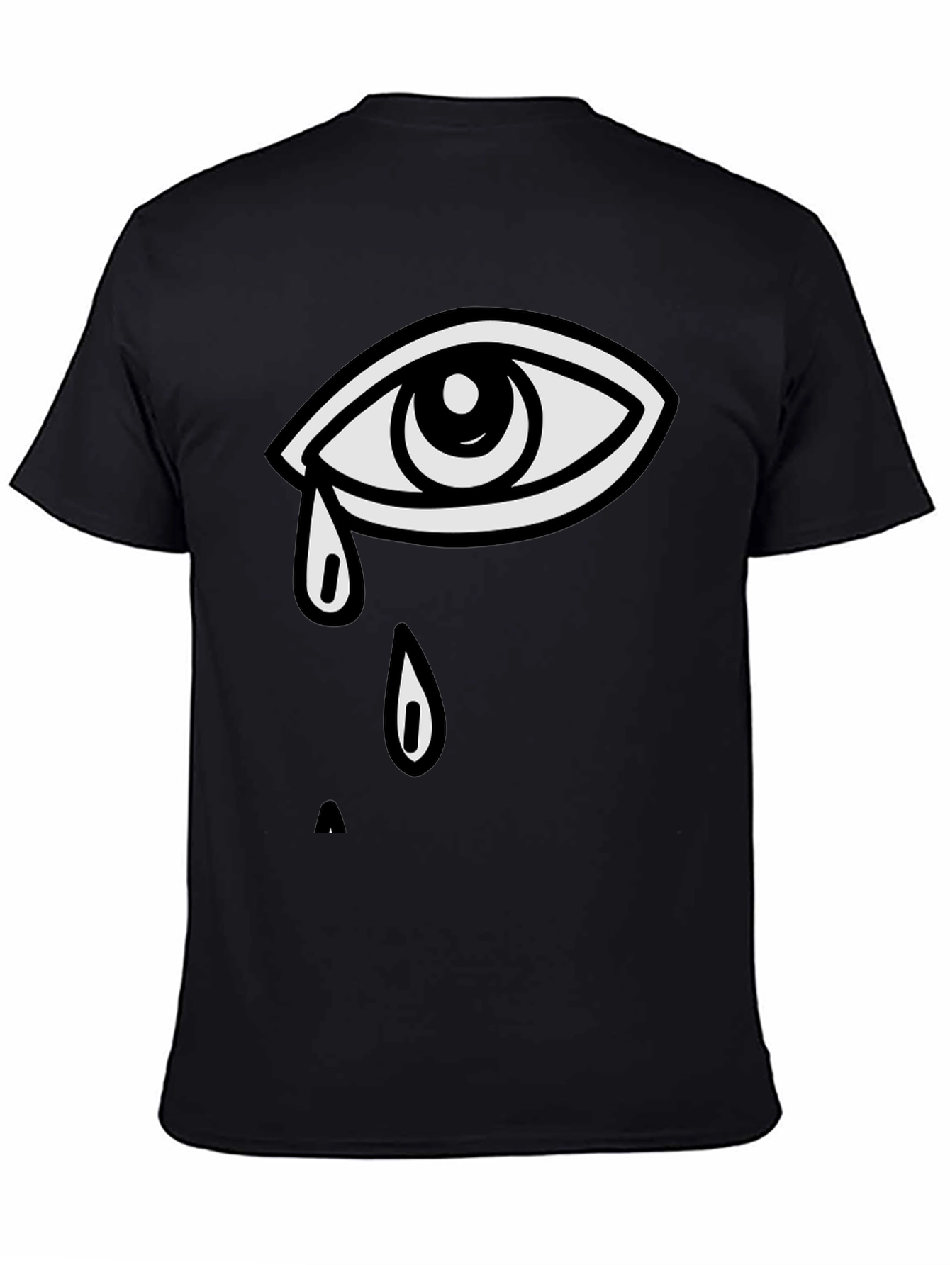 Camiseta Negra con Diseño de Ojo Llorando