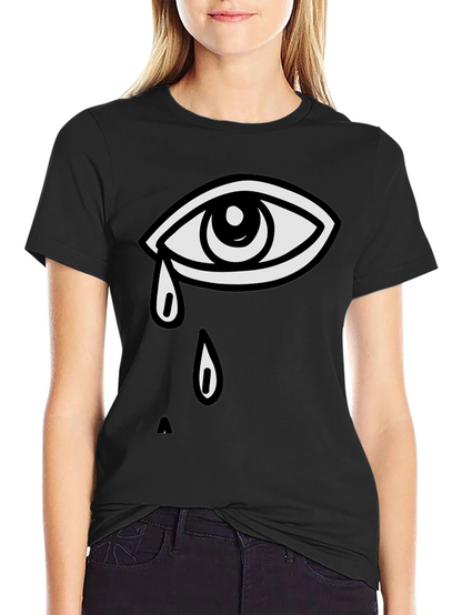 Camiseta Negra con Diseño de Ojo Llorando