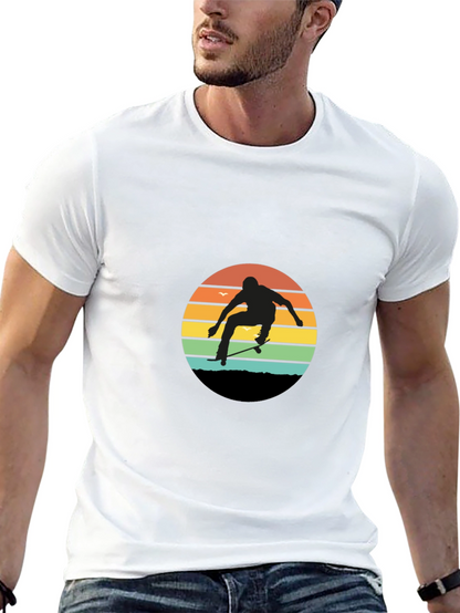 Camiseta Hombre Diseño Skateboard Retro