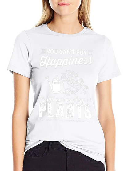 Camiseta Negra: No Puedes Comprar la Felicidad Compra Plantas