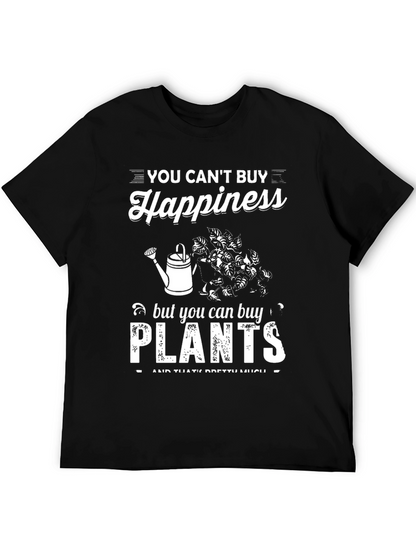 Camiseta Negra: No Puedes Comprar la Felicidad Compra Plantas