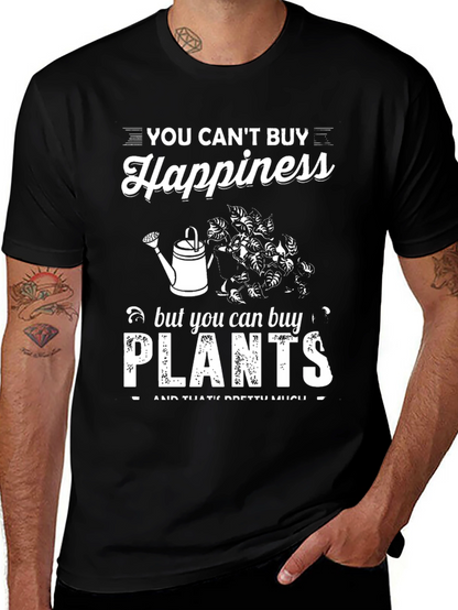Camiseta Negra: No Puedes Comprar la Felicidad Compra Plantas