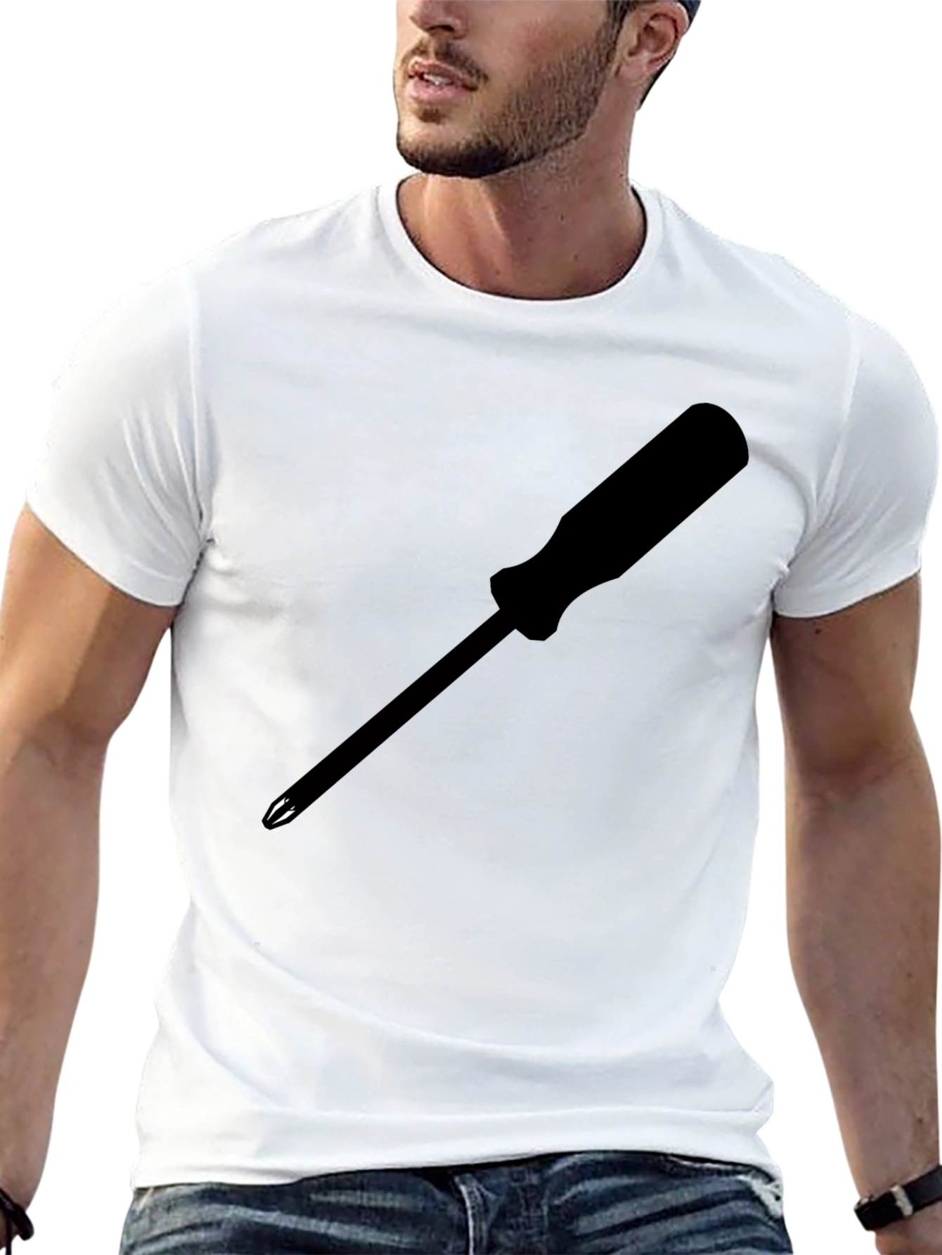 Camiseta Negra con Diseño de Destornillador