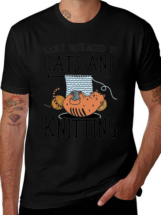 Camiseta Hombre Cats and Knitting