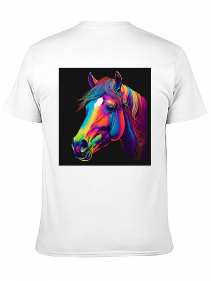 Camiseta Negra con Diseño de Caballo Neón