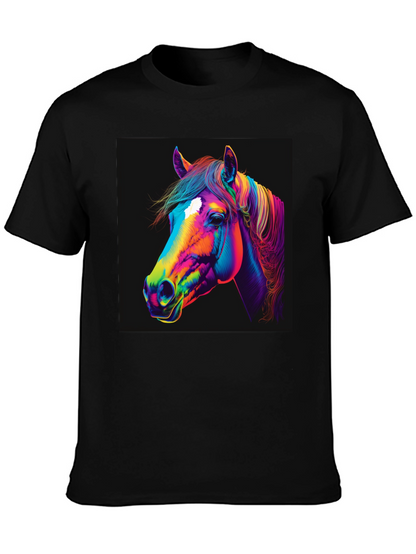 Camiseta Negra con Diseño de Caballo Neón