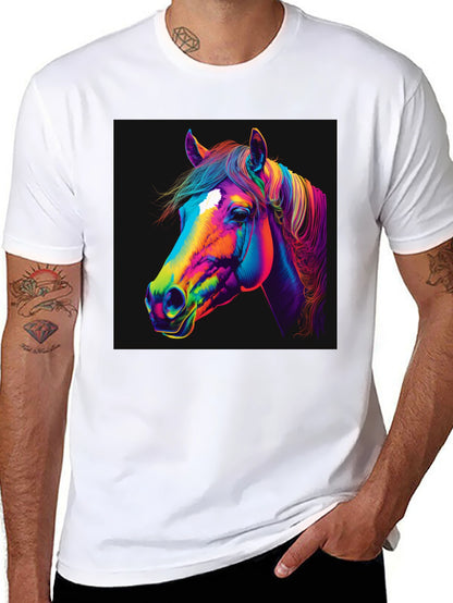 Camiseta Negra con Diseño de Caballo Neón