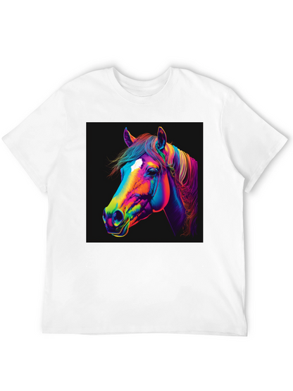 Camiseta Negra con Diseño de Caballo Neón
