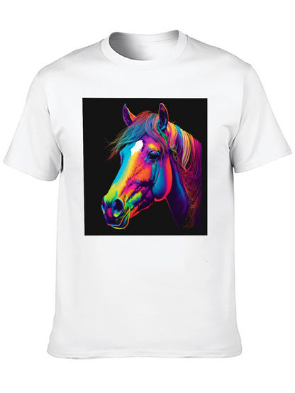 Camiseta Negra con Diseño de Caballo Neón
