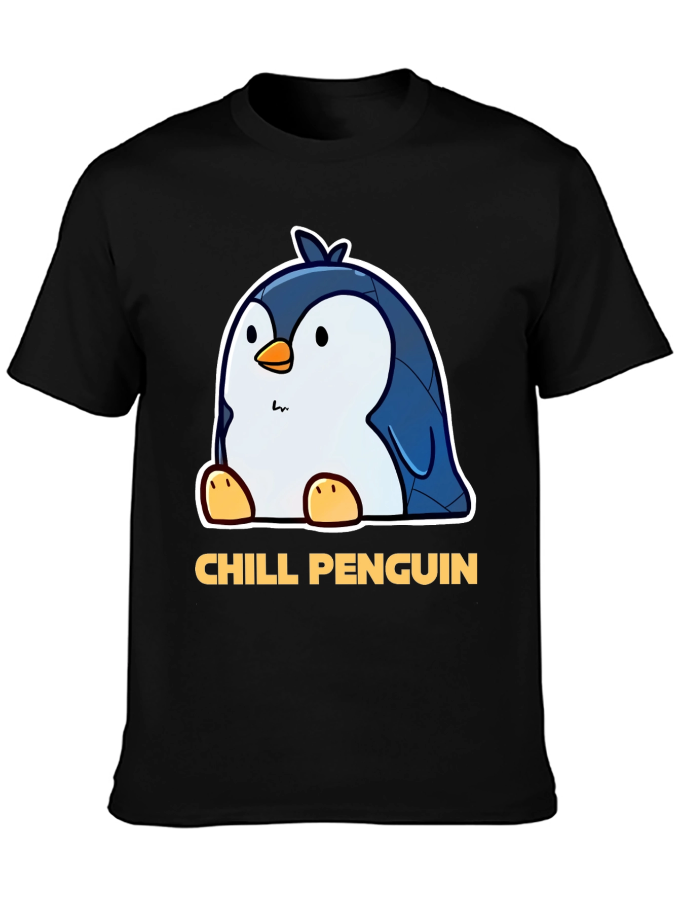 Camiseta Negra Chill Penguin con Diseño Divertido