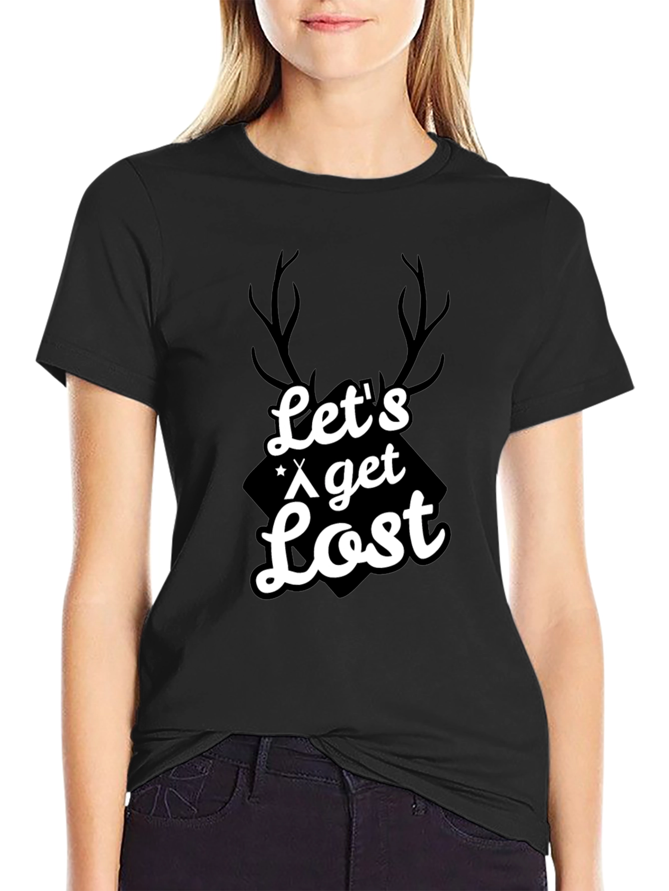 Camiseta Negra Hombre - Lets Get Lost
