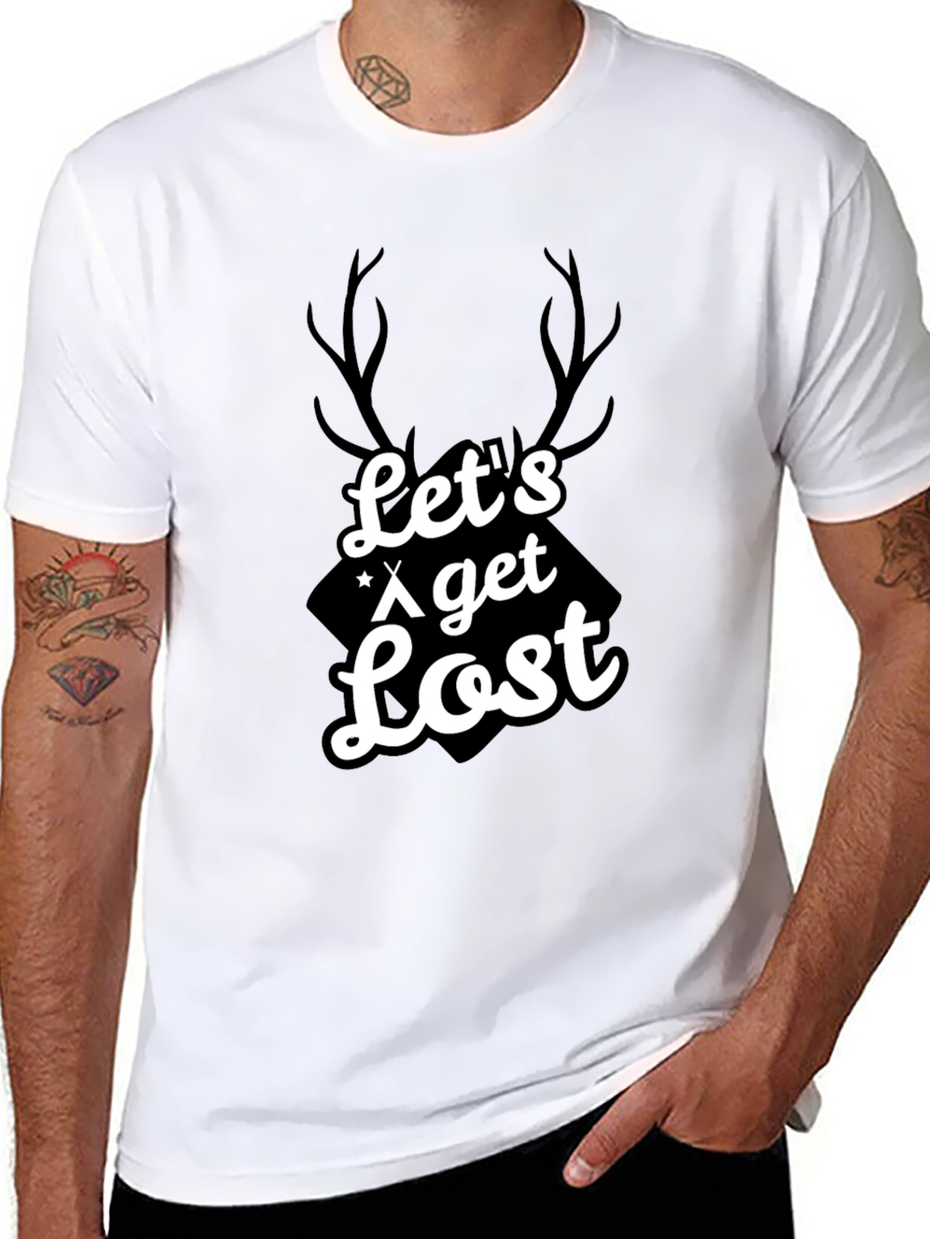 Camiseta Negra Hombre - Lets Get Lost