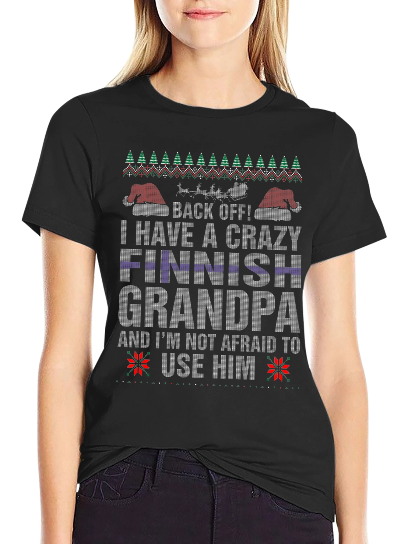 Camiseta Abuelo Finlandés Loco Navideña