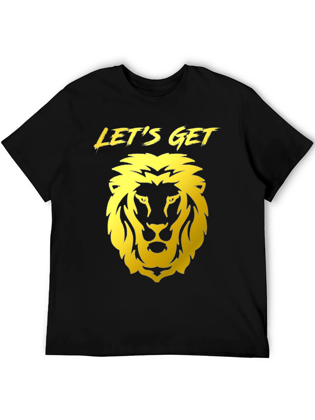 Camiseta Negra con Diseño de León Dorado