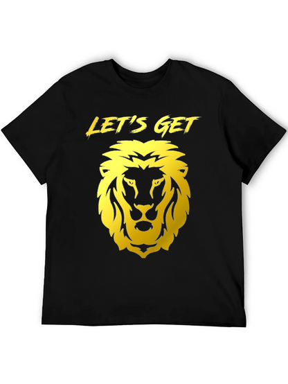 Camiseta Negra con Diseño de León Dorado