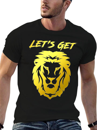 Camiseta Negra con Diseño de León Dorado