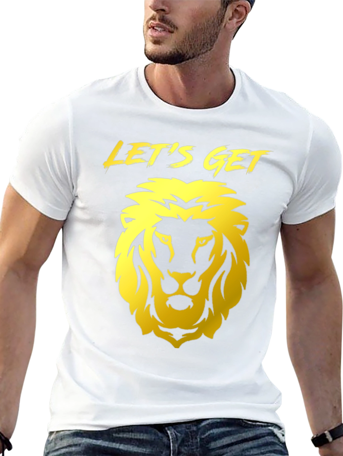Camiseta Negra con Diseño de León Dorado