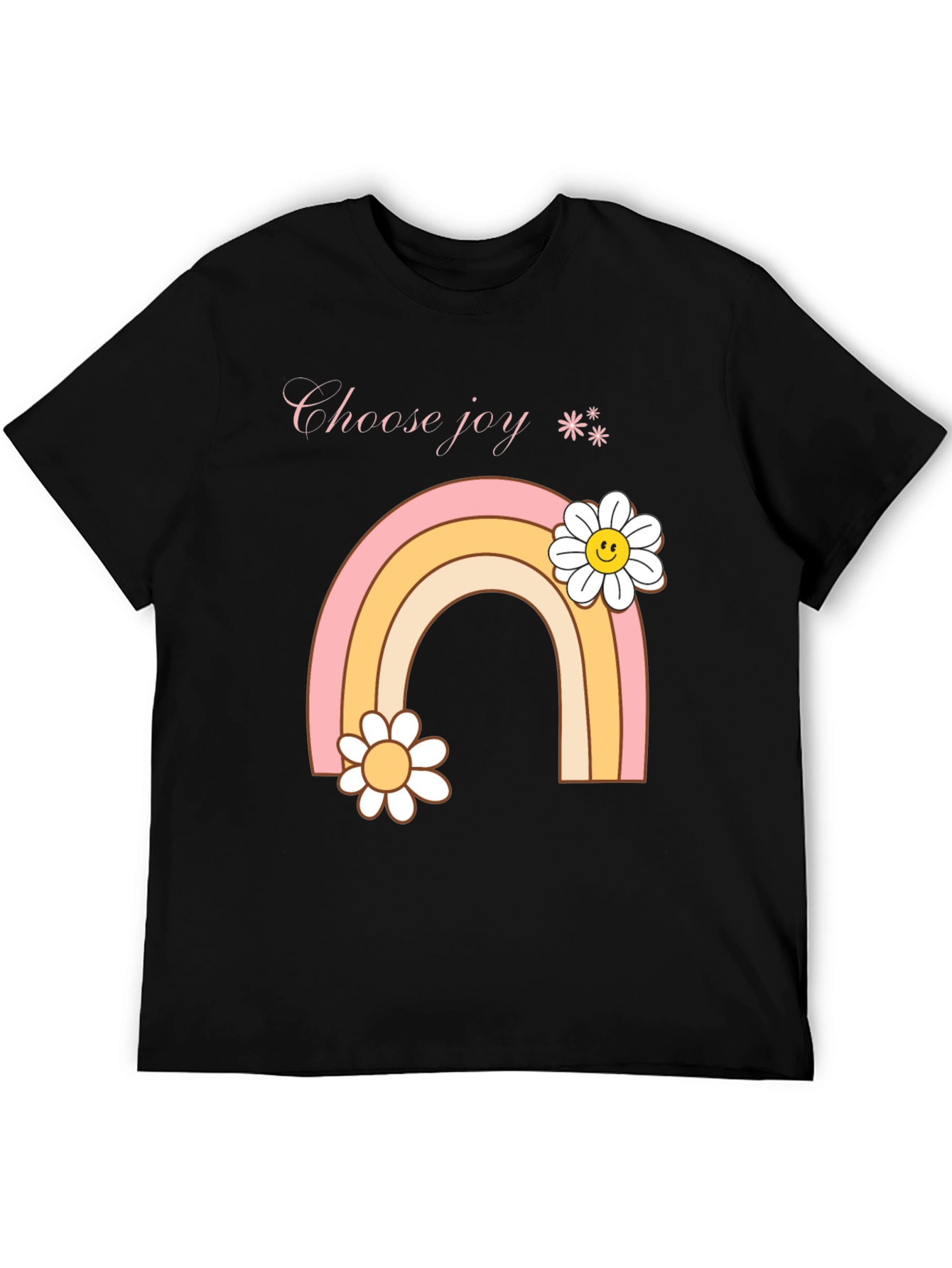 Camiseta Negra Choose Joy Arcoíris Floral