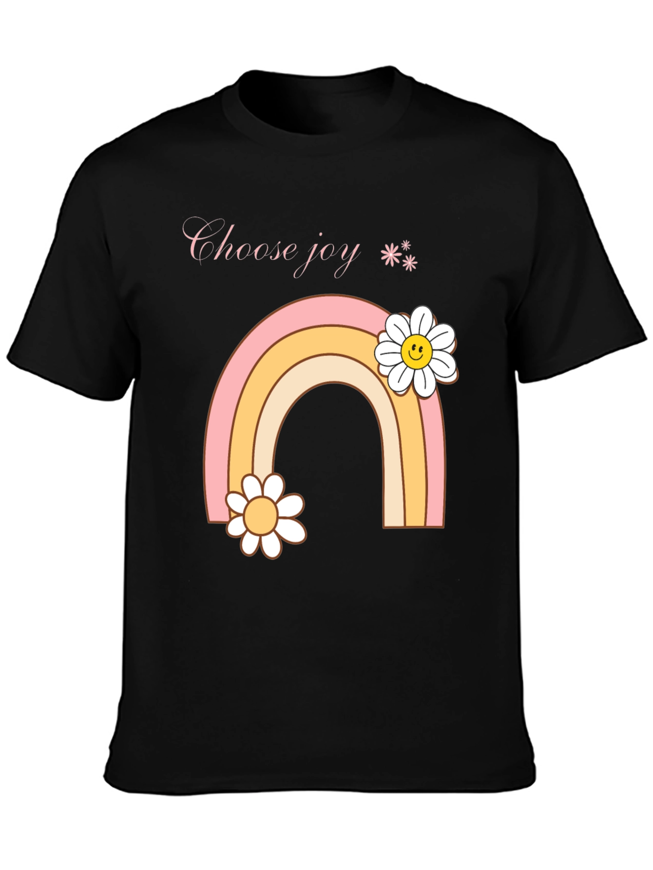 Camiseta Negra Choose Joy Arcoíris Floral