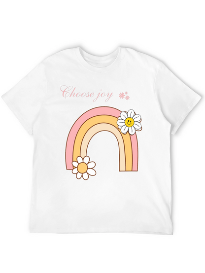 Camiseta Negra Choose Joy Arcoíris Floral