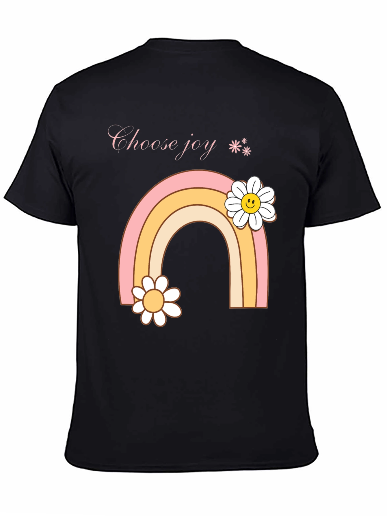Camiseta Negra Choose Joy Arcoíris Floral