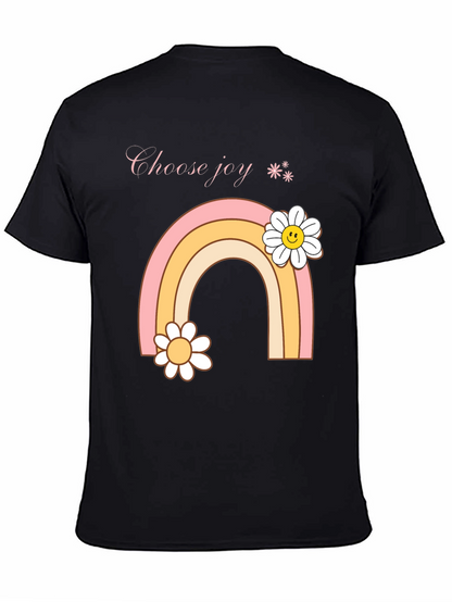 Camiseta Negra Choose Joy Arcoíris Floral