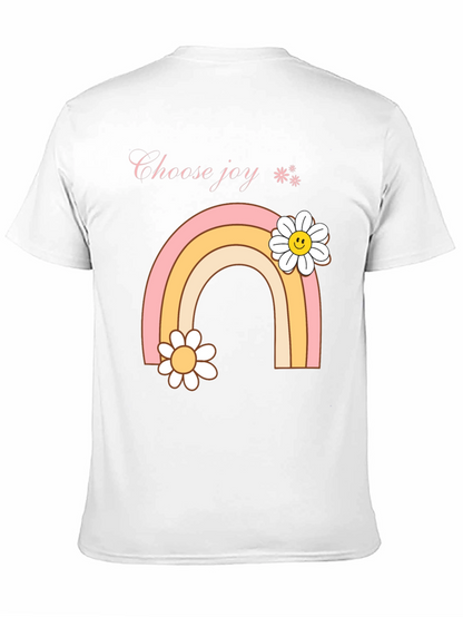 Camiseta Negra Choose Joy Arcoíris Floral