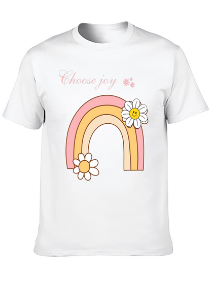 Camiseta Negra Choose Joy Arcoíris Floral