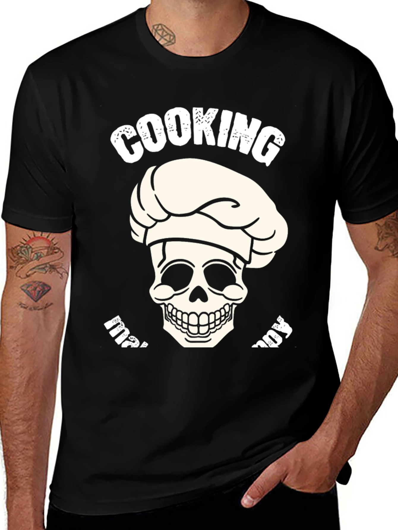 Camiseta Negra Cooking My Way Calavera Chef