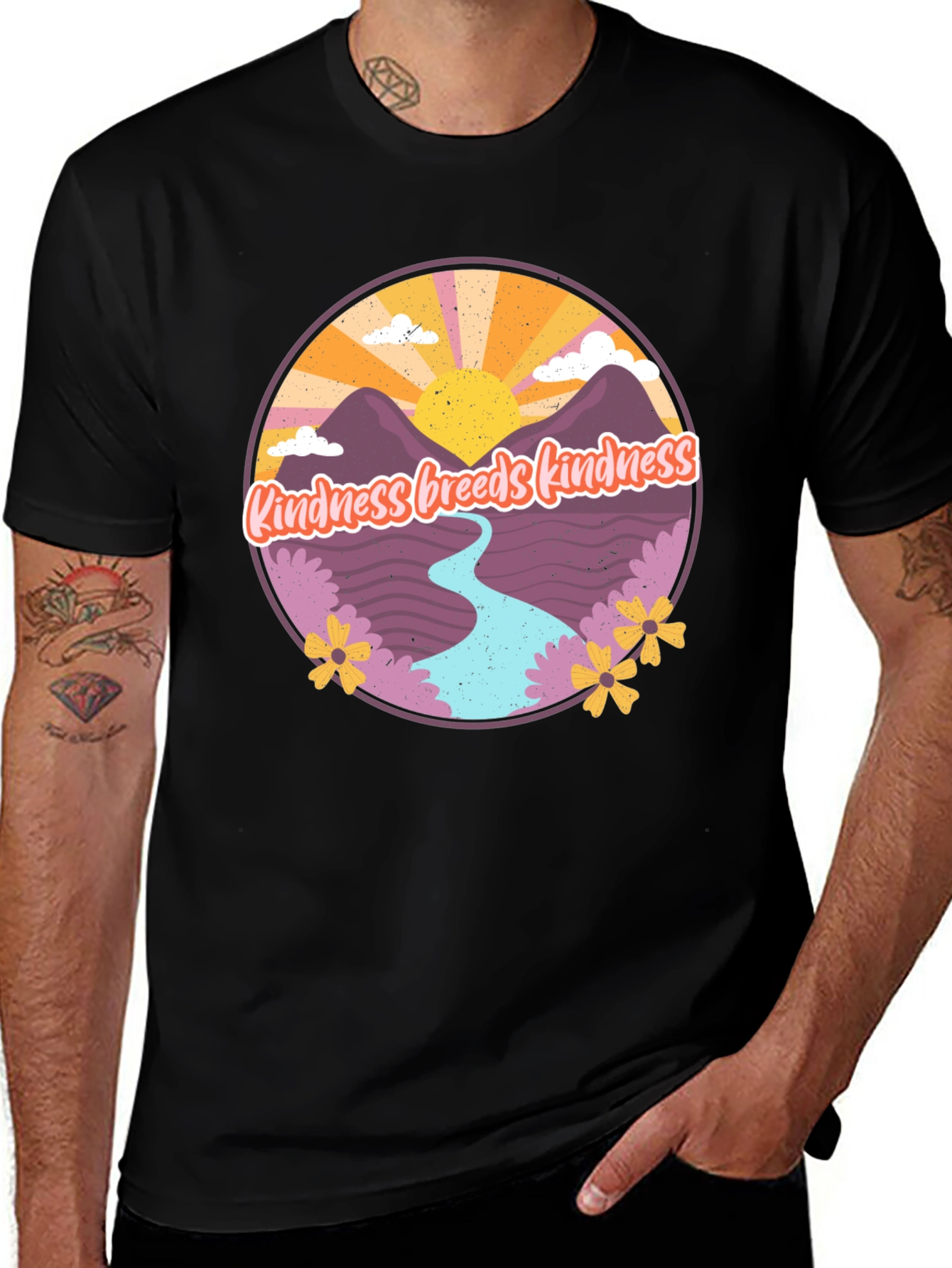 Camiseta Negra con Diseño Kindness Breeds Kindness