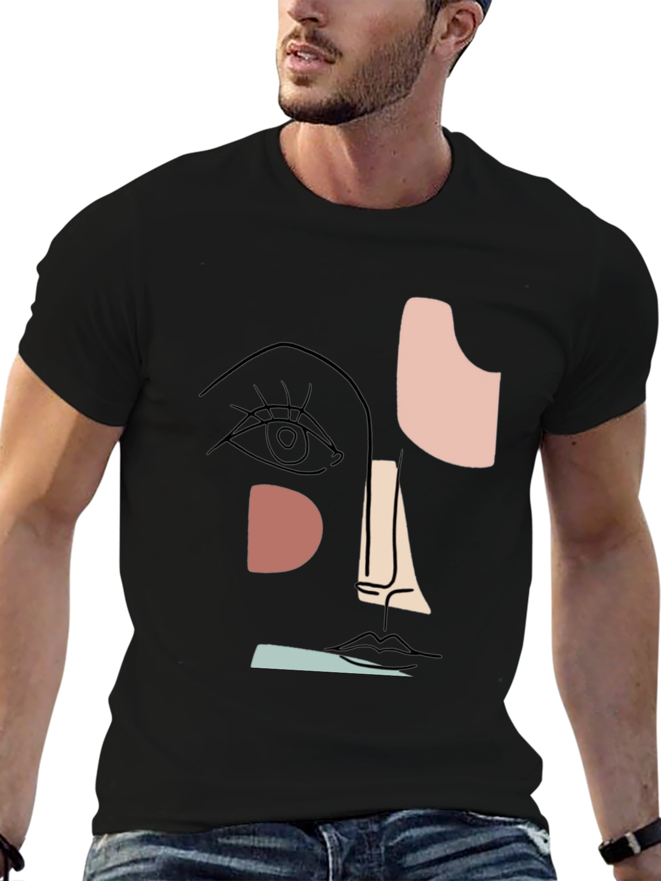 Camiseta Negra Hombre Diseño Abstracto