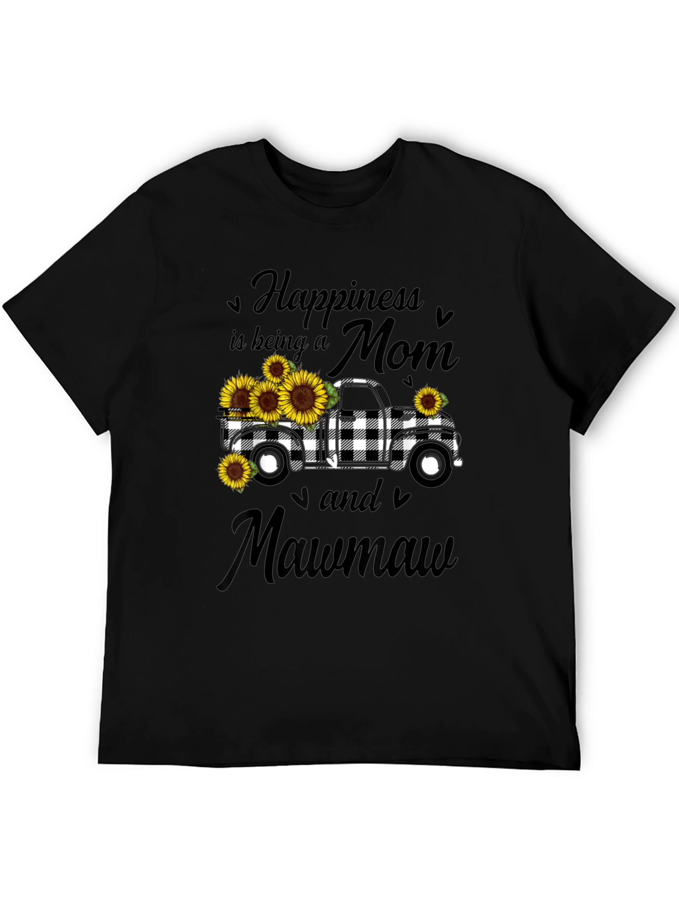 Camiseta Negra Mamá Mawmaw con Camioneta y Girasoles