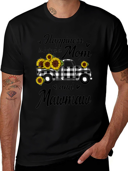 Camiseta Negra Mamá Mawmaw con Camioneta y Girasoles