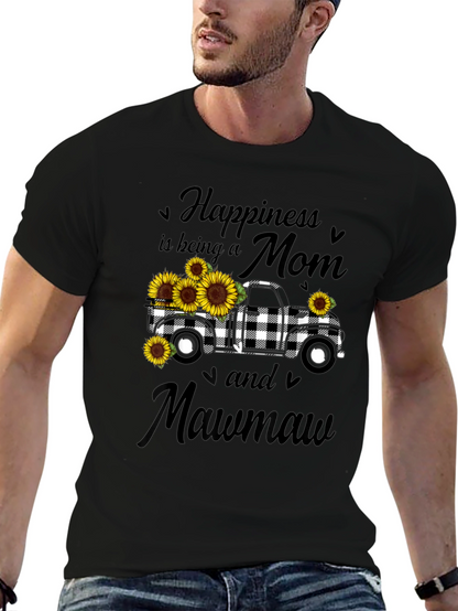 Camiseta Negra Mamá Mawmaw con Camioneta y Girasoles