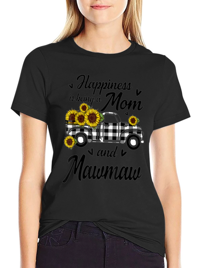 Camiseta Negra Mamá Mawmaw con Camioneta y Girasoles