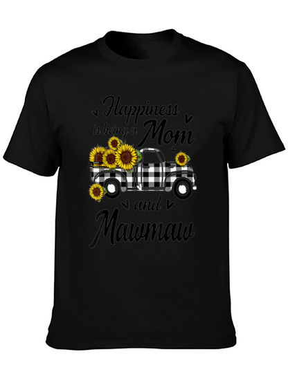 Camiseta Negra Mamá Mawmaw con Camioneta y Girasoles
