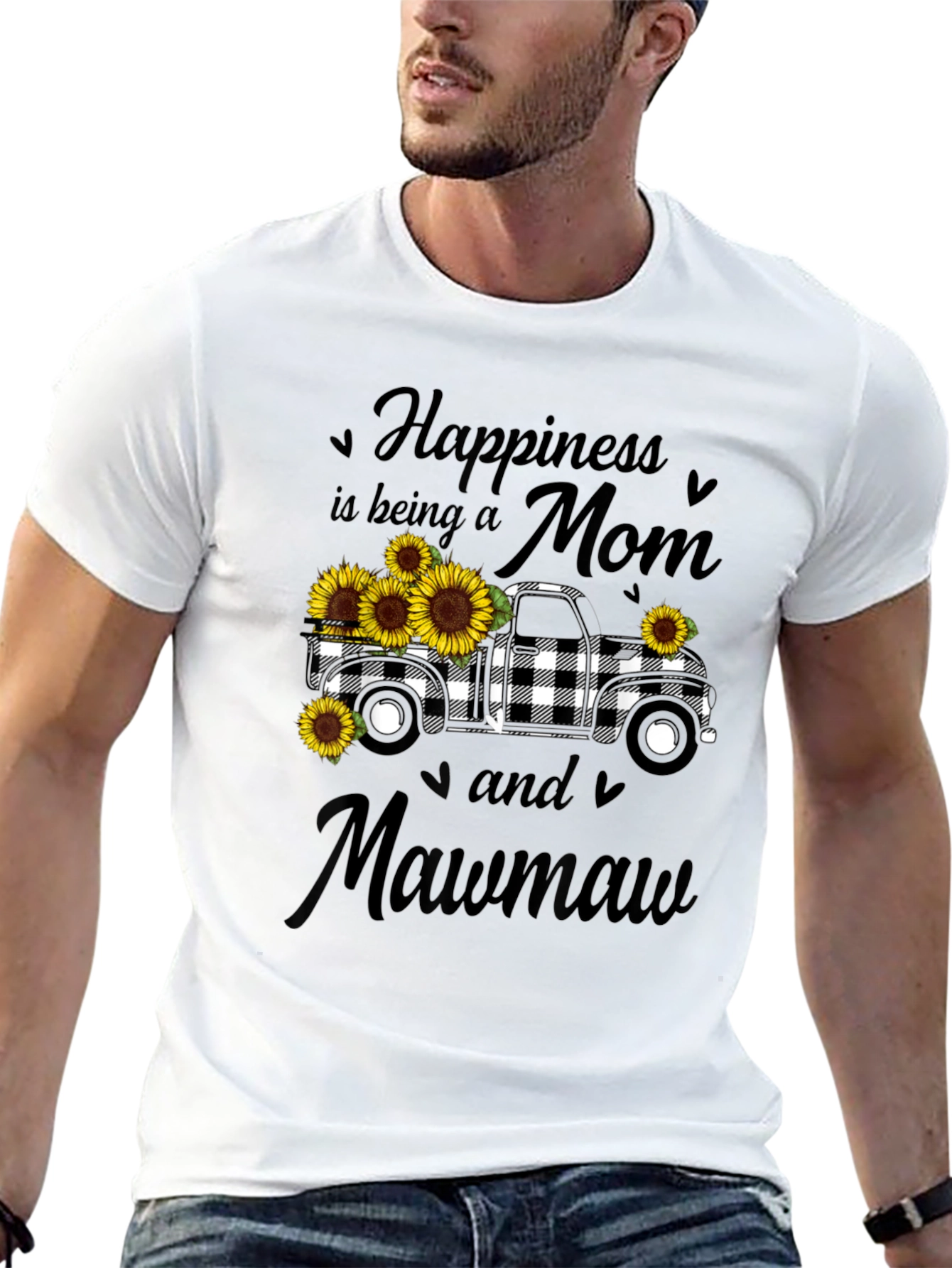 Camiseta Negra Mamá Mawmaw con Camioneta y Girasoles