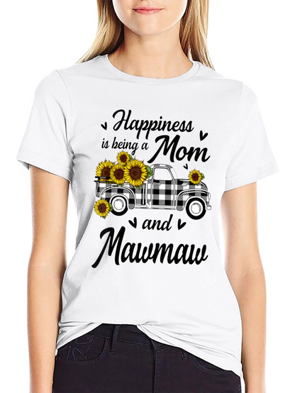 Camiseta Negra Mamá Mawmaw con Camioneta y Girasoles