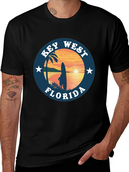 Camiseta Negra Key West Florida Surf