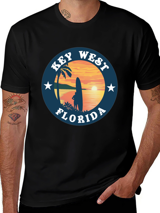 Camiseta Negra Key West Florida Surf