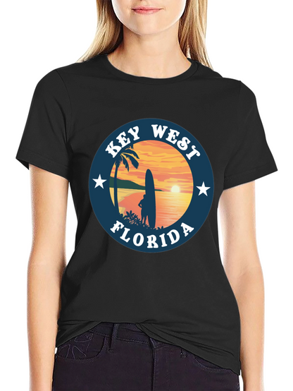 Camiseta Negra Key West Florida Surf