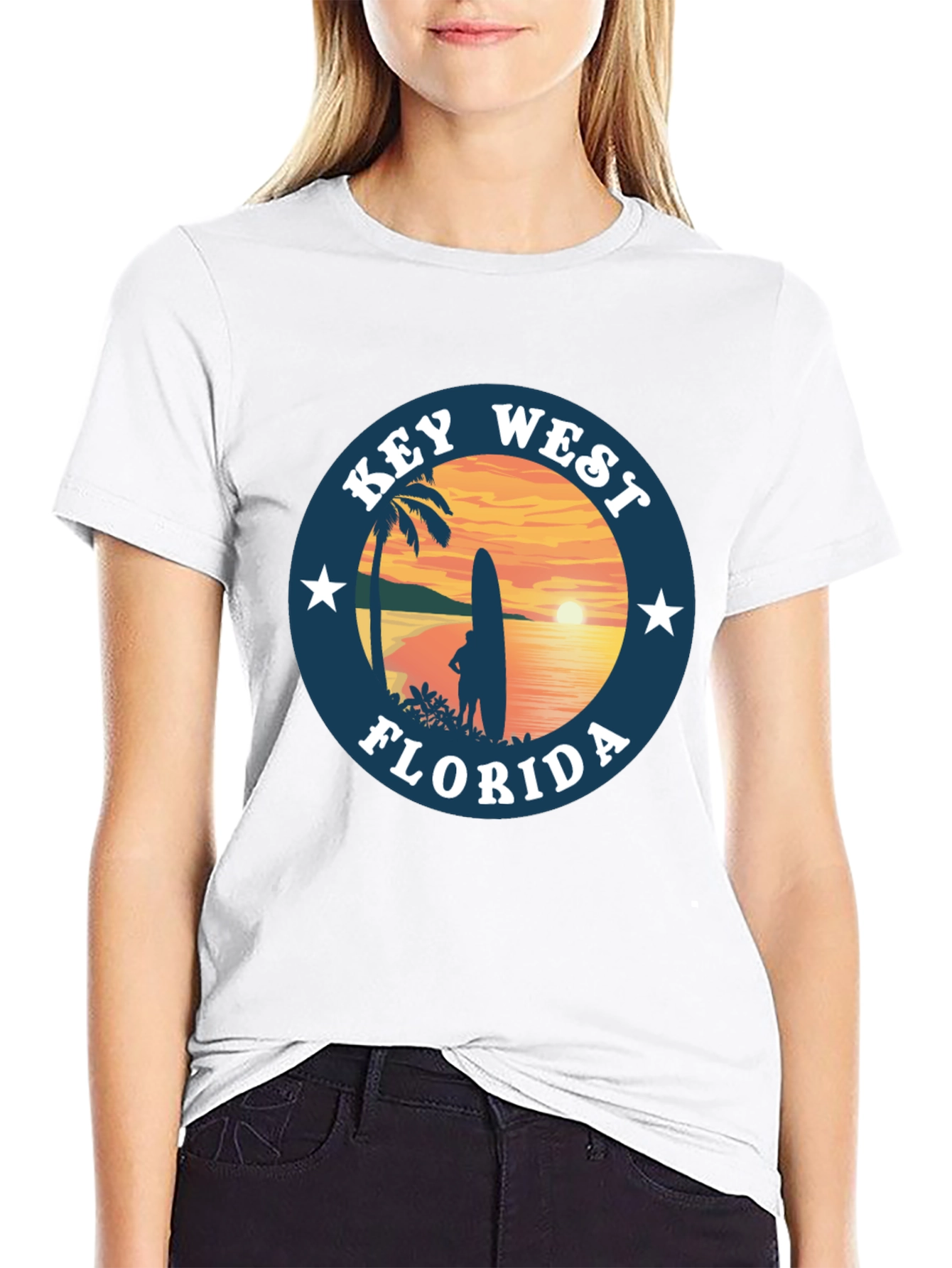 Camiseta Negra Key West Florida Surf