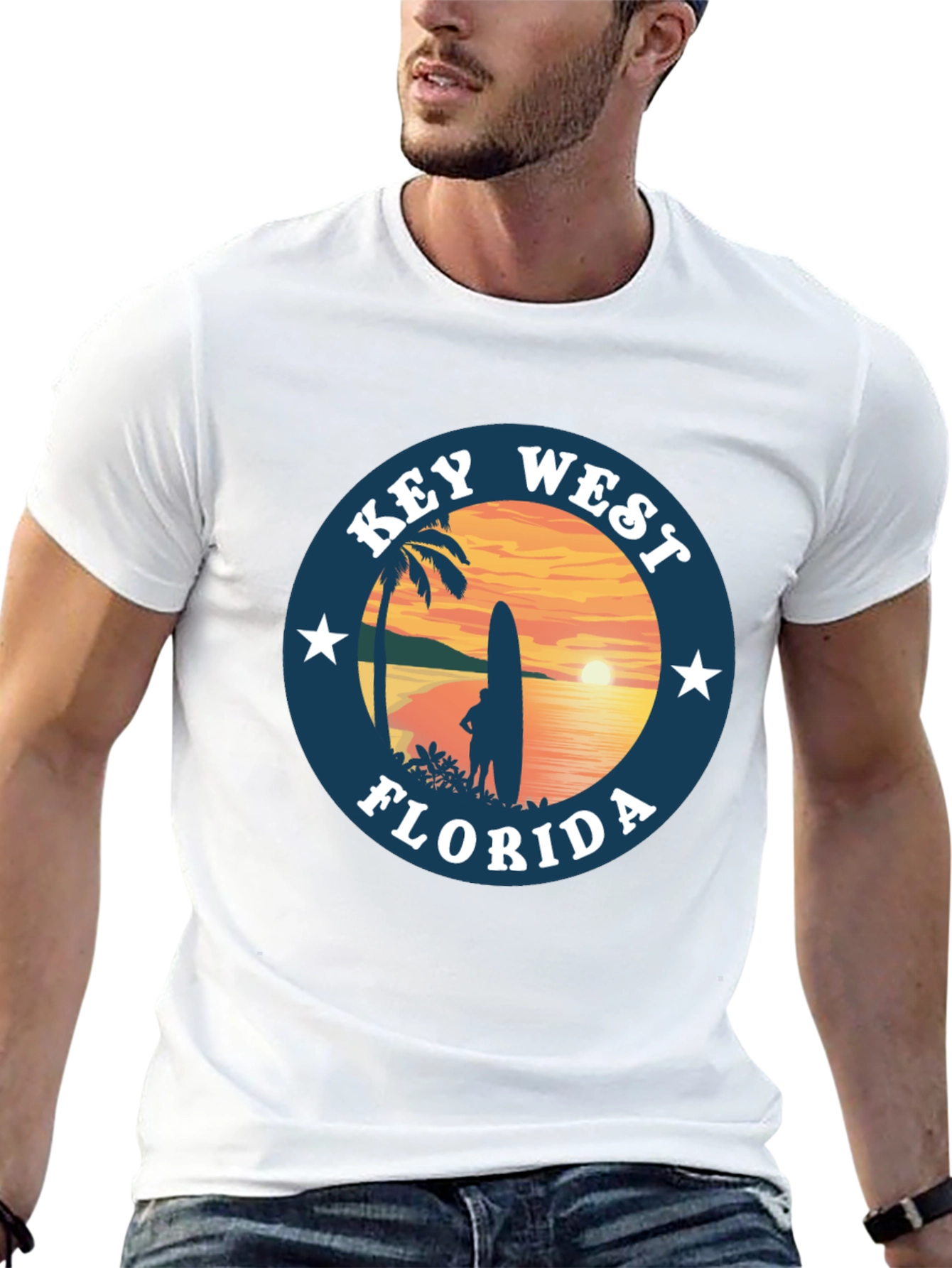 Camiseta Negra Key West Florida Surf