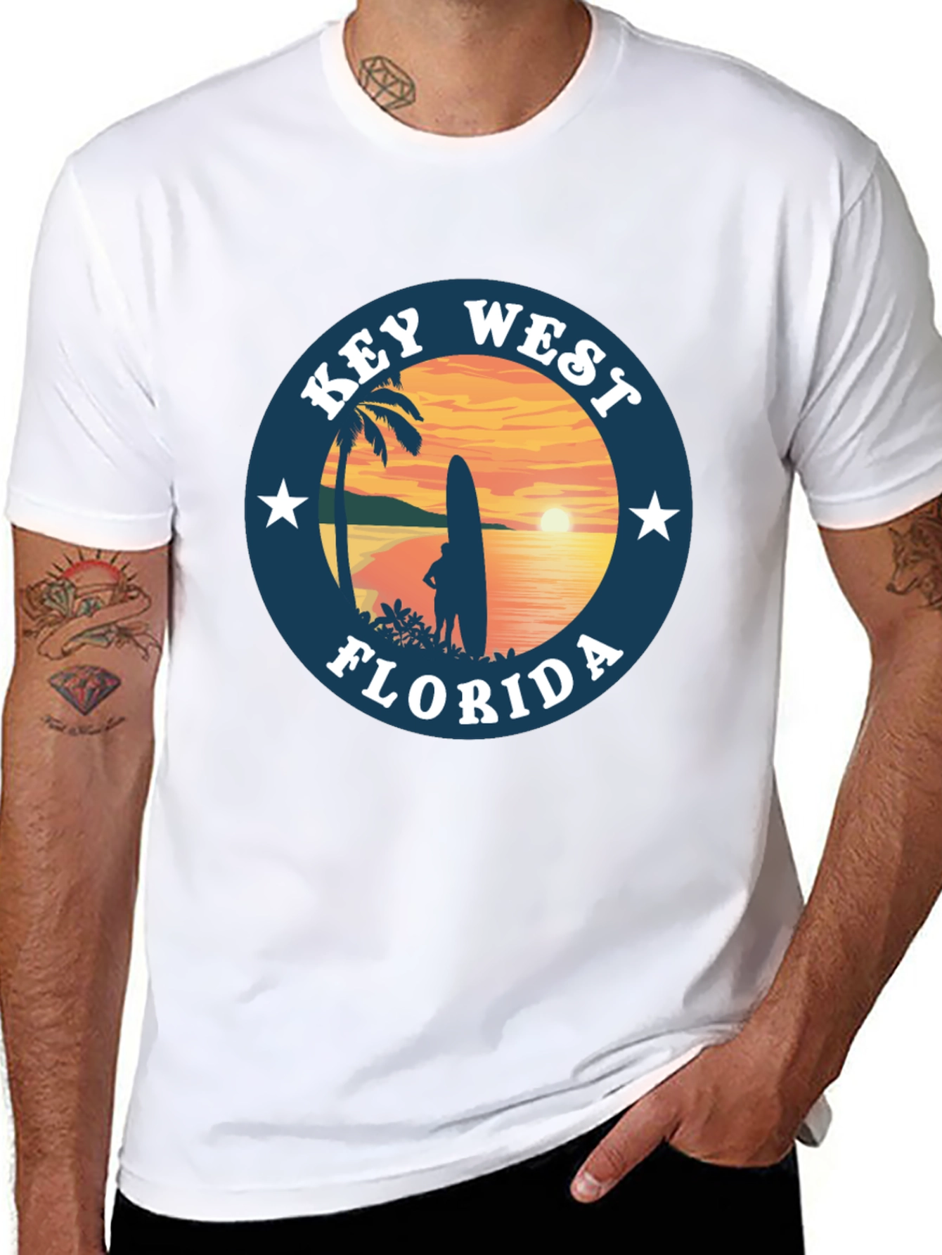 Camiseta Negra Key West Florida Surf
