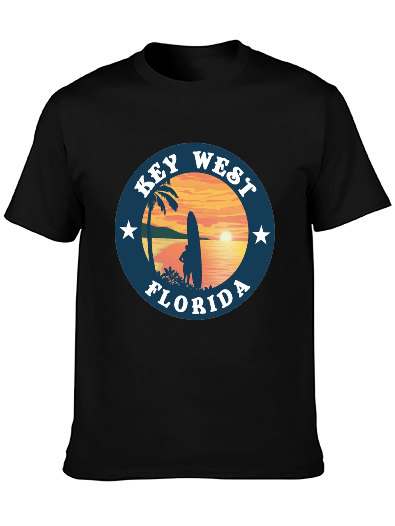 Camiseta Negra Key West Florida Surf