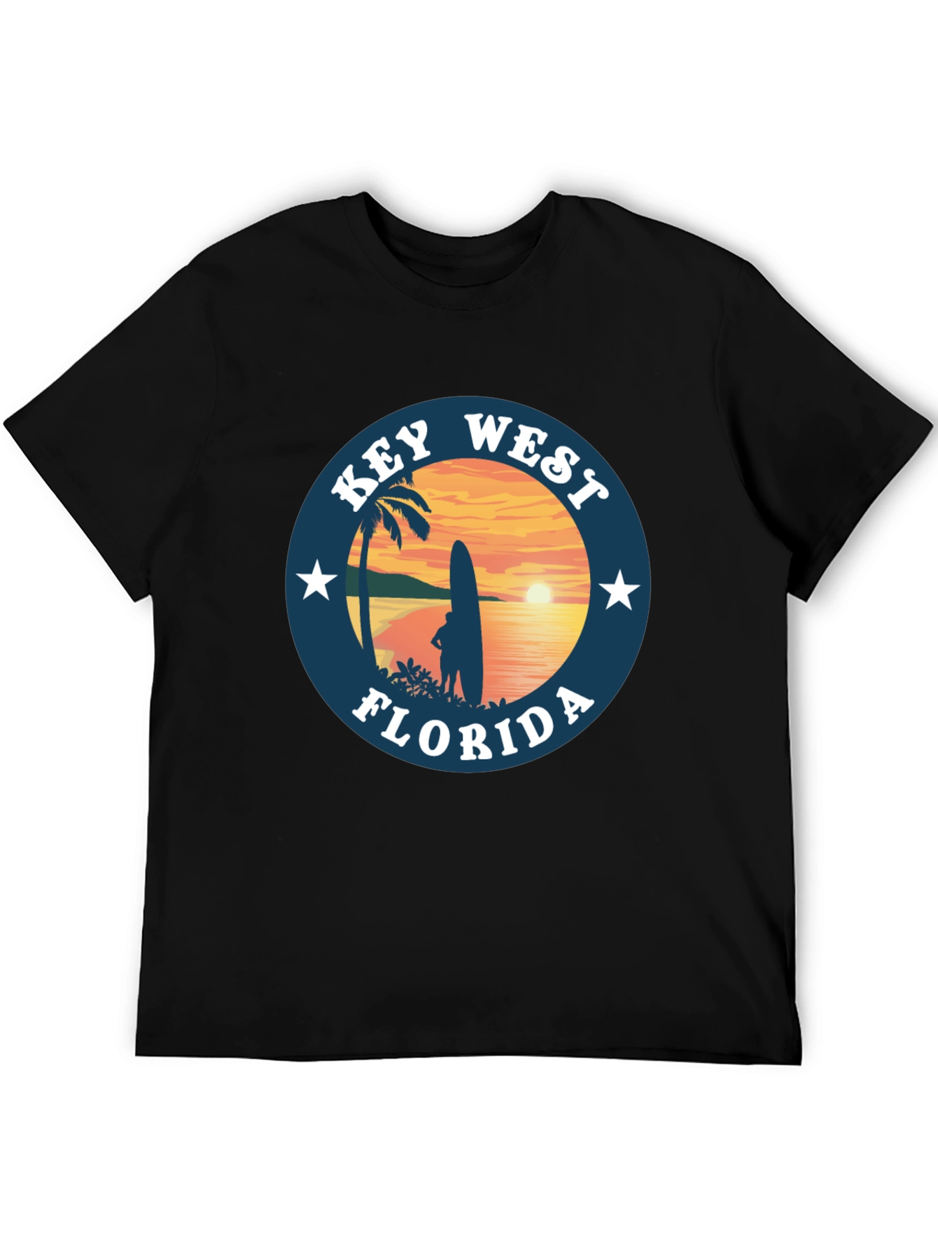 Camiseta Negra Key West Florida Surf