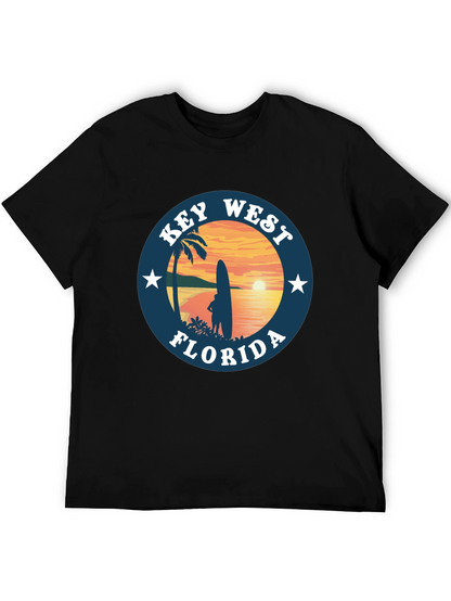Camiseta Negra Key West Florida Surf