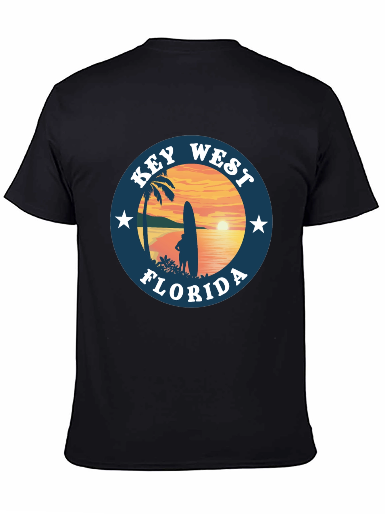 Camiseta Negra Key West Florida Surf